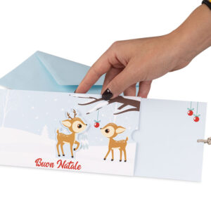 Dettaglio biglietto di Natale a scorrimento Piccole renne