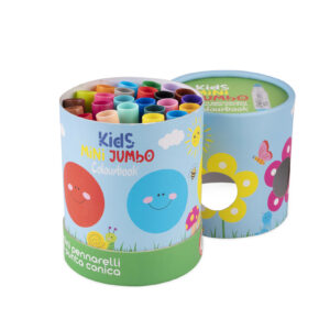 Scatola 24 mini pennarelli punta conica kids jumbo scatola aperta